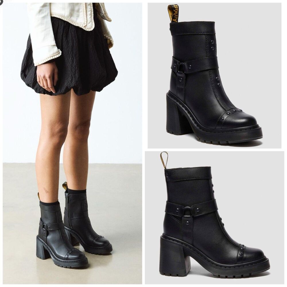 Dr Martens Spence Harness Leather Heeled Chelsea Boots